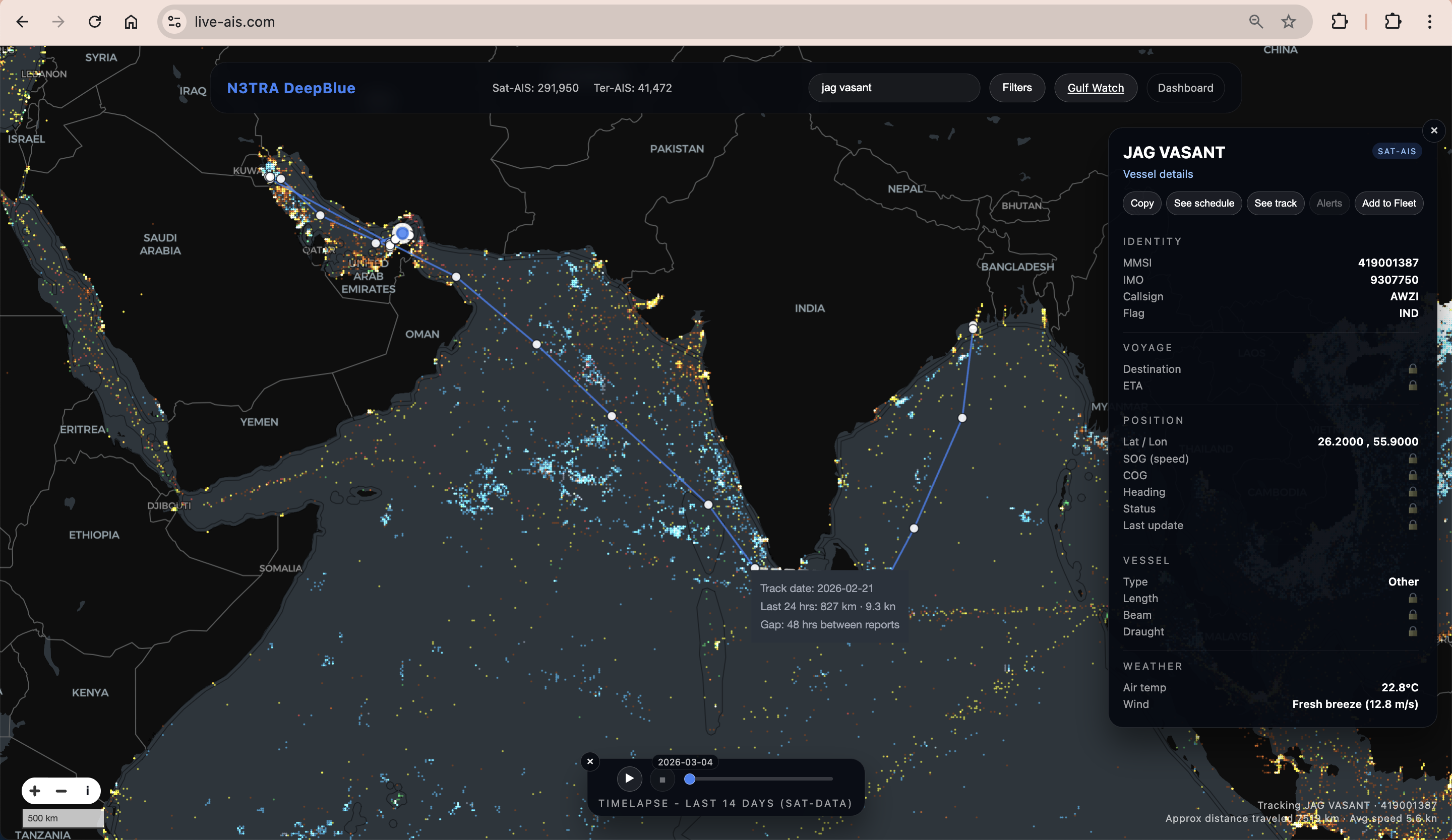 JAG VASANT track data