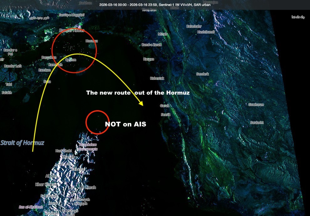 Ships navigate the Strait of Hormuz