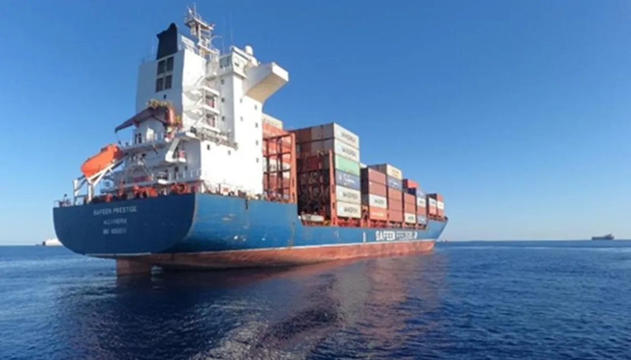 Container vessel at sea